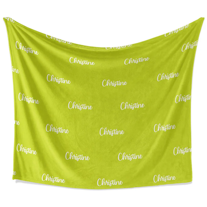 Custom name on green color personalized fleece throw blanket for nature lovers
