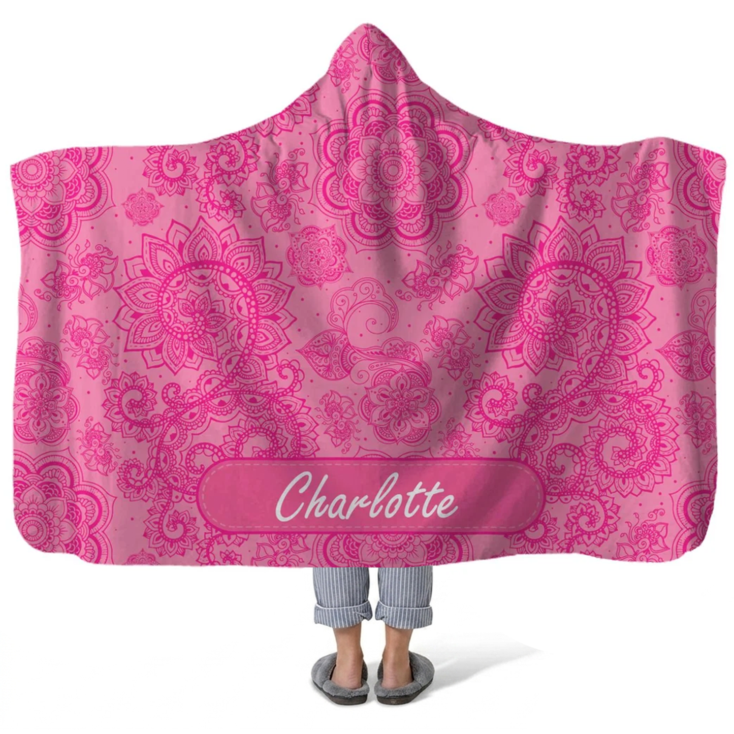 pazie personalized hooded fleece blanket with custom name in vibrant colorful design
