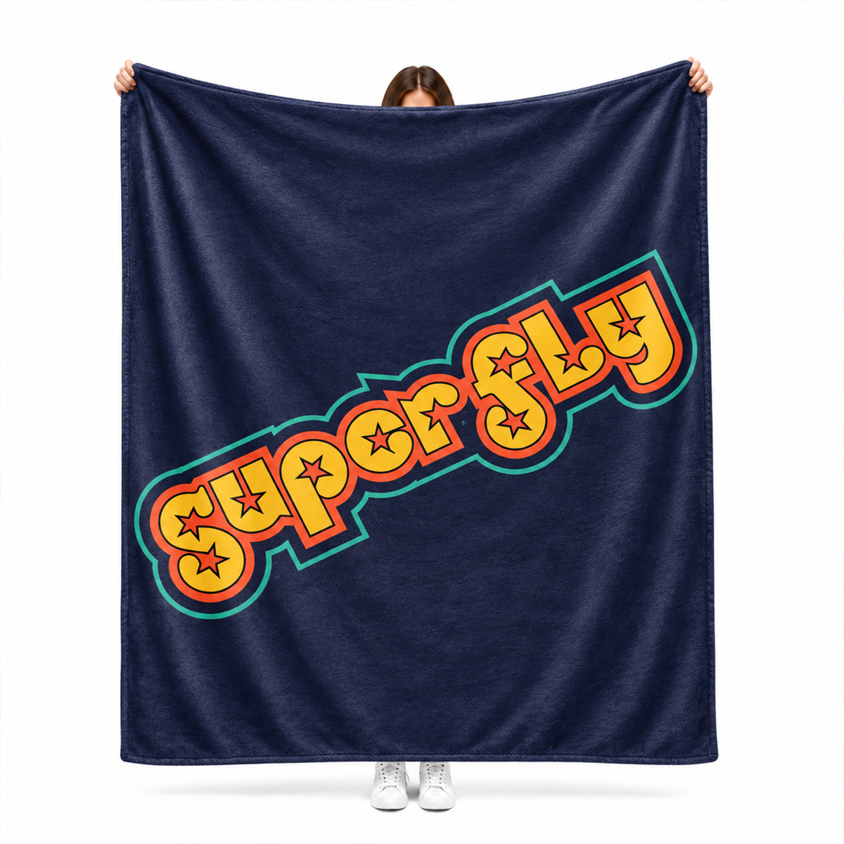 Superfly funky retro throw blanket in bold fleece for nostalgic home decor lovers
