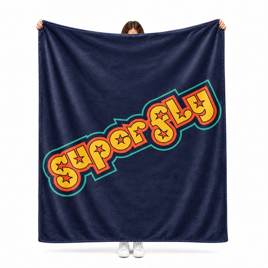 Superfly funky retro throw blanket in bold fleece for nostalgic home decor lovers
