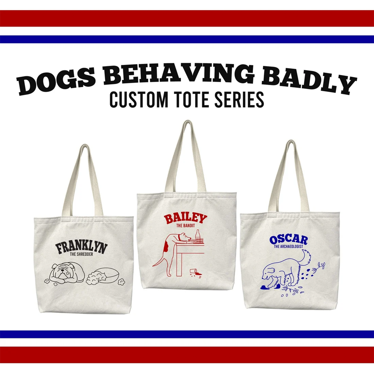 Personalized Dog Name Canvas Tote Bag | Fun Illustrated Custom Bag, Perfect Gift for Dog Moms, Dads & Pet Owners