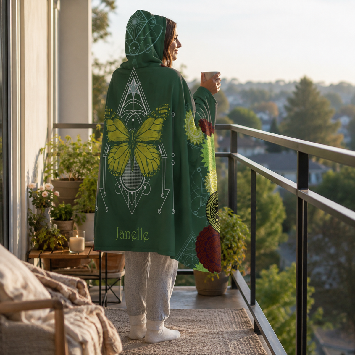 Open Wings Personalized Hooded Fleece Blanket | Custom Spiritual Gift for Women