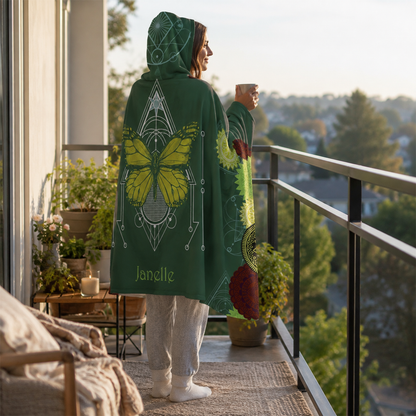 Open Wings Personalized Hooded Fleece Blanket | Custom Spiritual Gift for Women