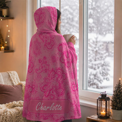 Custom name on pazie Minky fleece hooded wearable blanket for colorful style lovers
