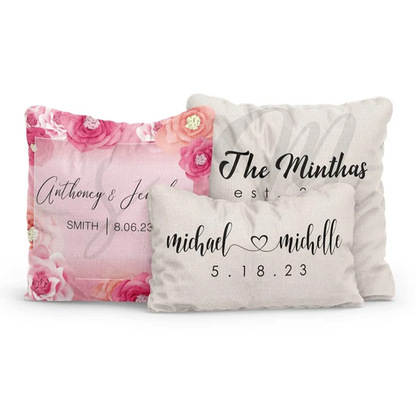 Wedding Monogram Throw Pillow | Personalized Custom Gift for Couples and Newlyweds
