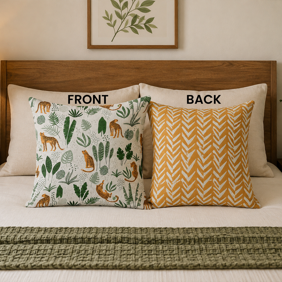 Bold jungle cheetah tribal cotton throw pillow for exotic and boho home decor lovers
