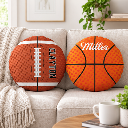 Personalized Sports Ball Pillow | Custom Name Sports Cushion