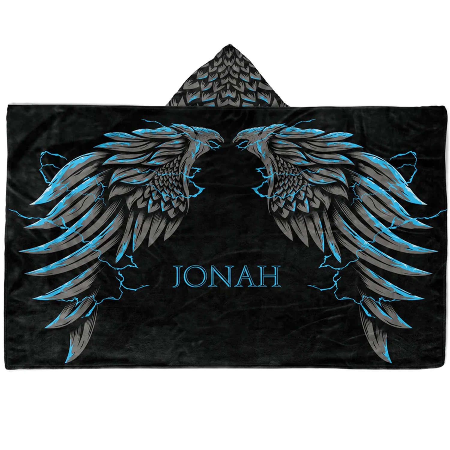 Custom name on griffin wings Minky fleece hooded wearable blanket for fantasy lovers
