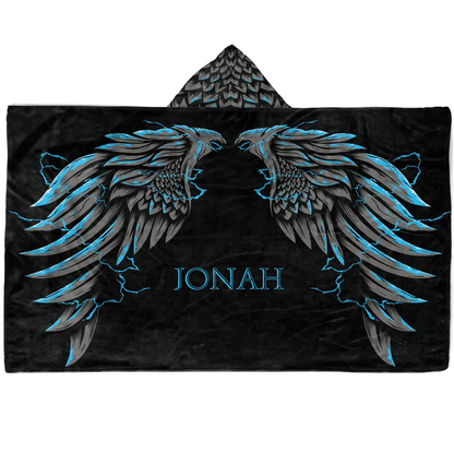 Custom name on griffin wings Minky fleece hooded wearable blanket for fantasy lovers
