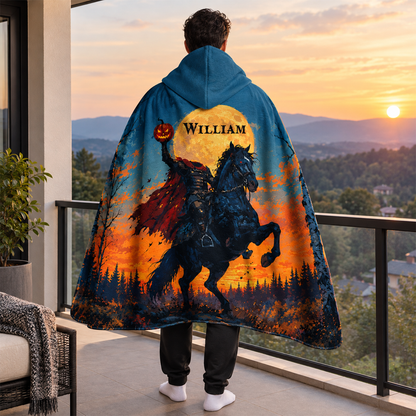 Personalized Headless Horseman Hooded Blanket | Custom Name Halloween Design