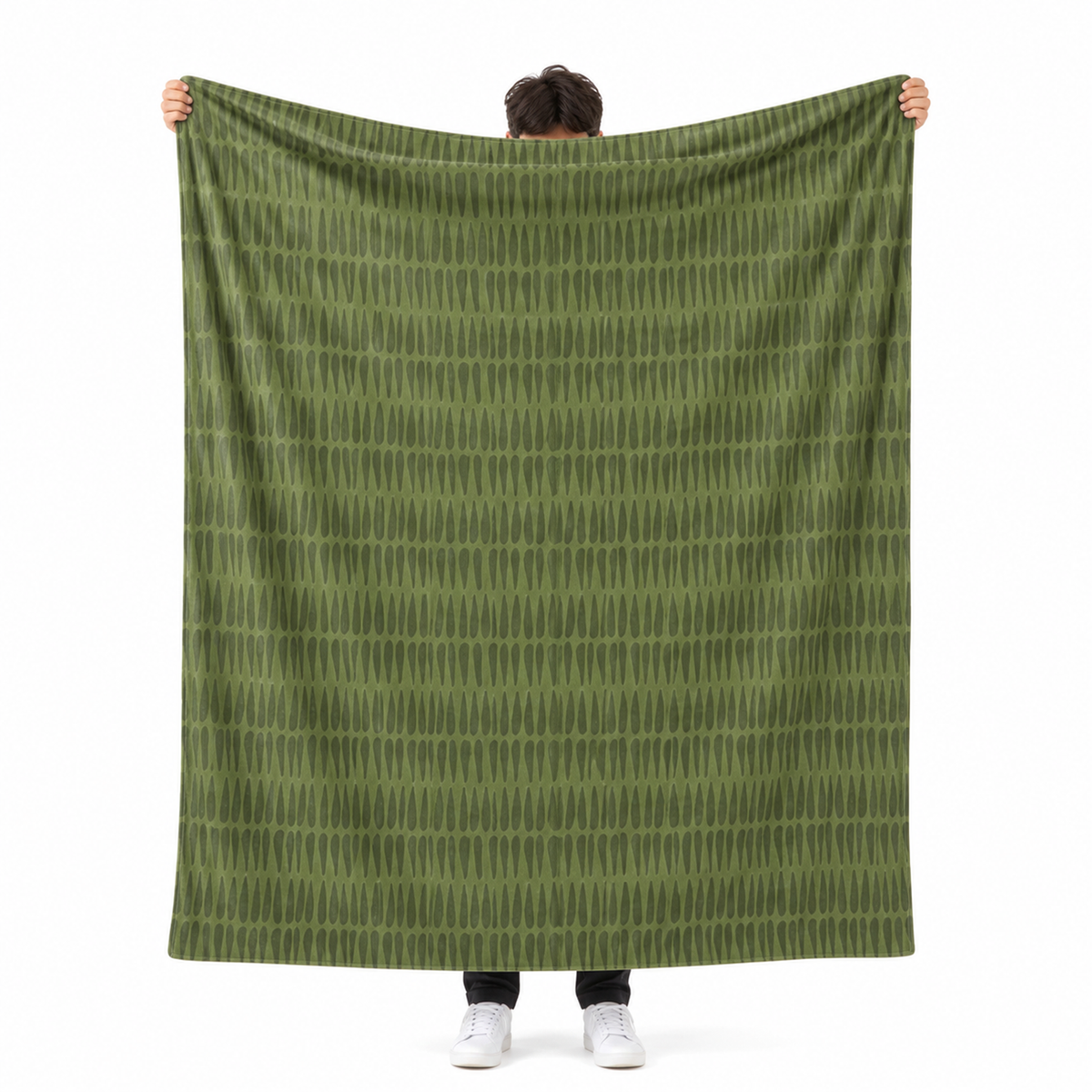 Green tribal fleece throw blanket as housewarming gift for boho home decor lovers
