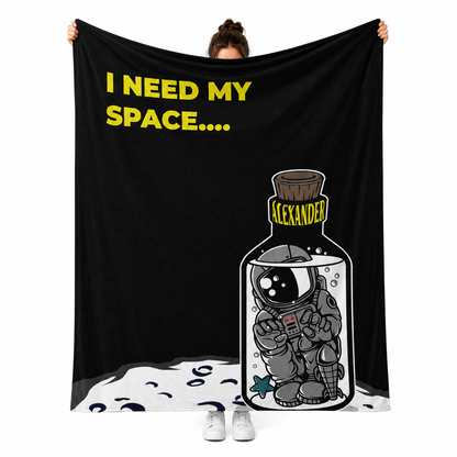 Custom name on I need my space polyester fleece throw blanket for humor lovers
