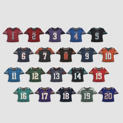 Football jersey personalized throw pillow in 20 color options for custom team gift