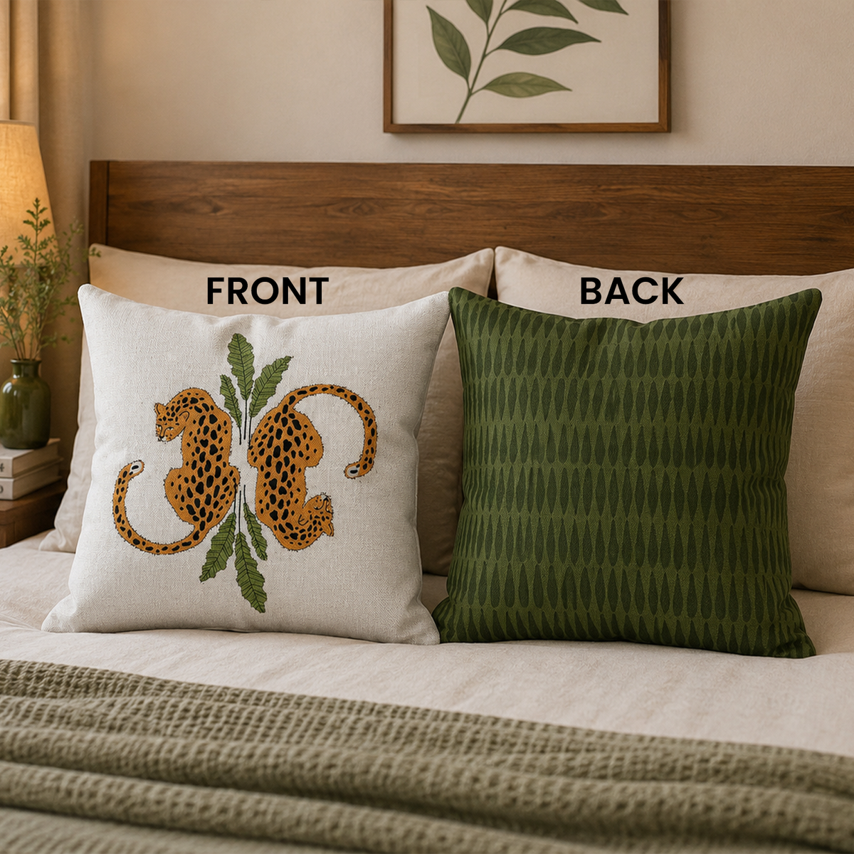 White cheetah tribal throw pillow in clean bold design for modern home decor

