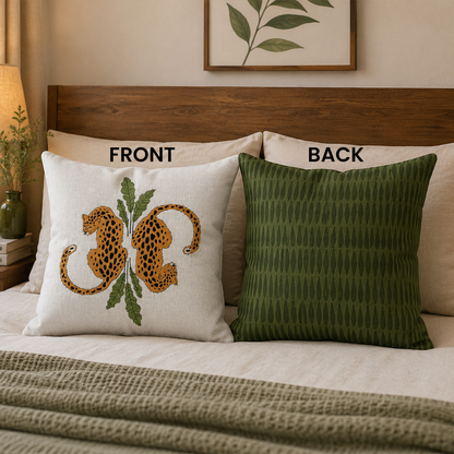 White cheetah tribal throw pillow in clean bold design for modern home decor
