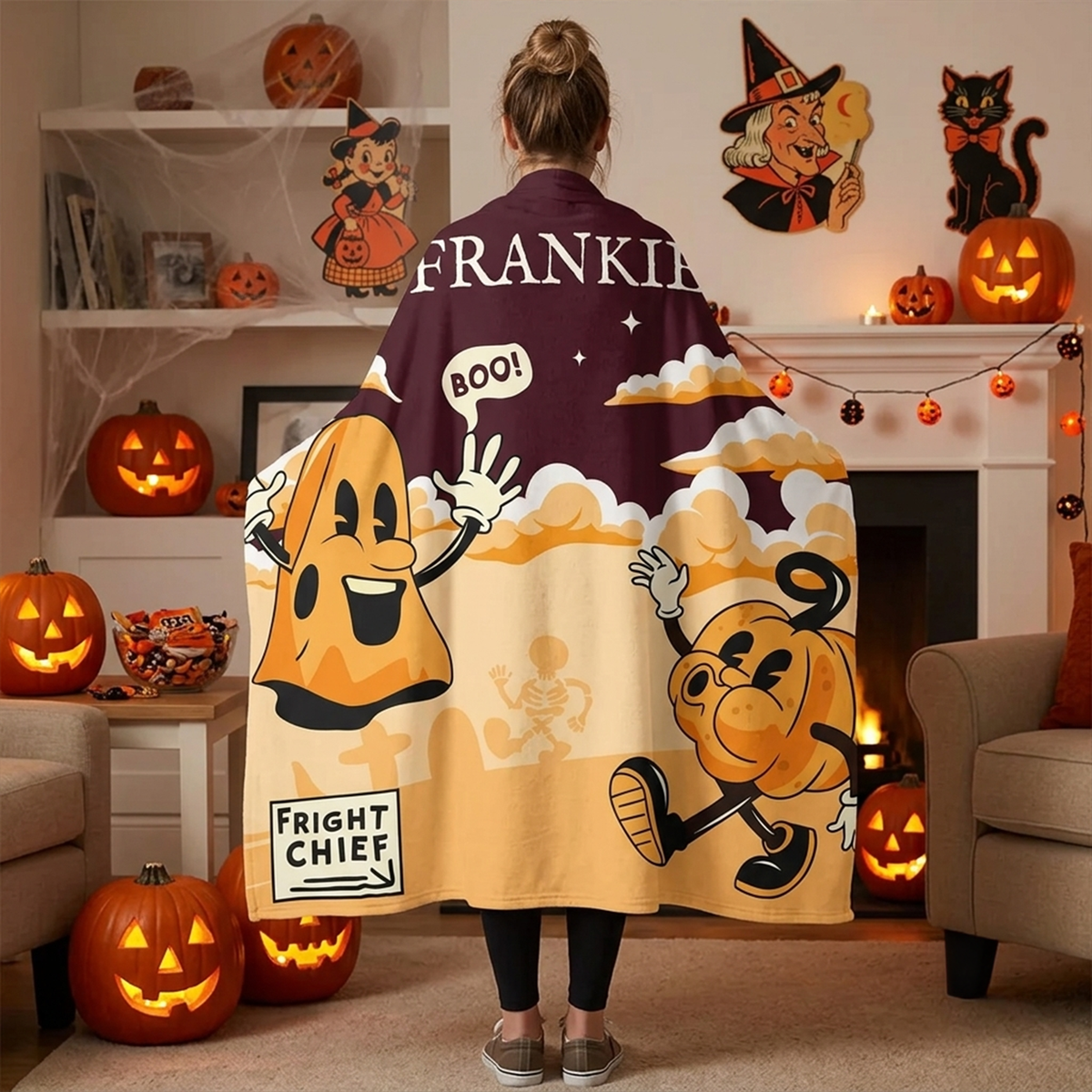 Midnight Mischief Halloween Throw Blanket | Spooky Cozy Gift for Halloween Lovers