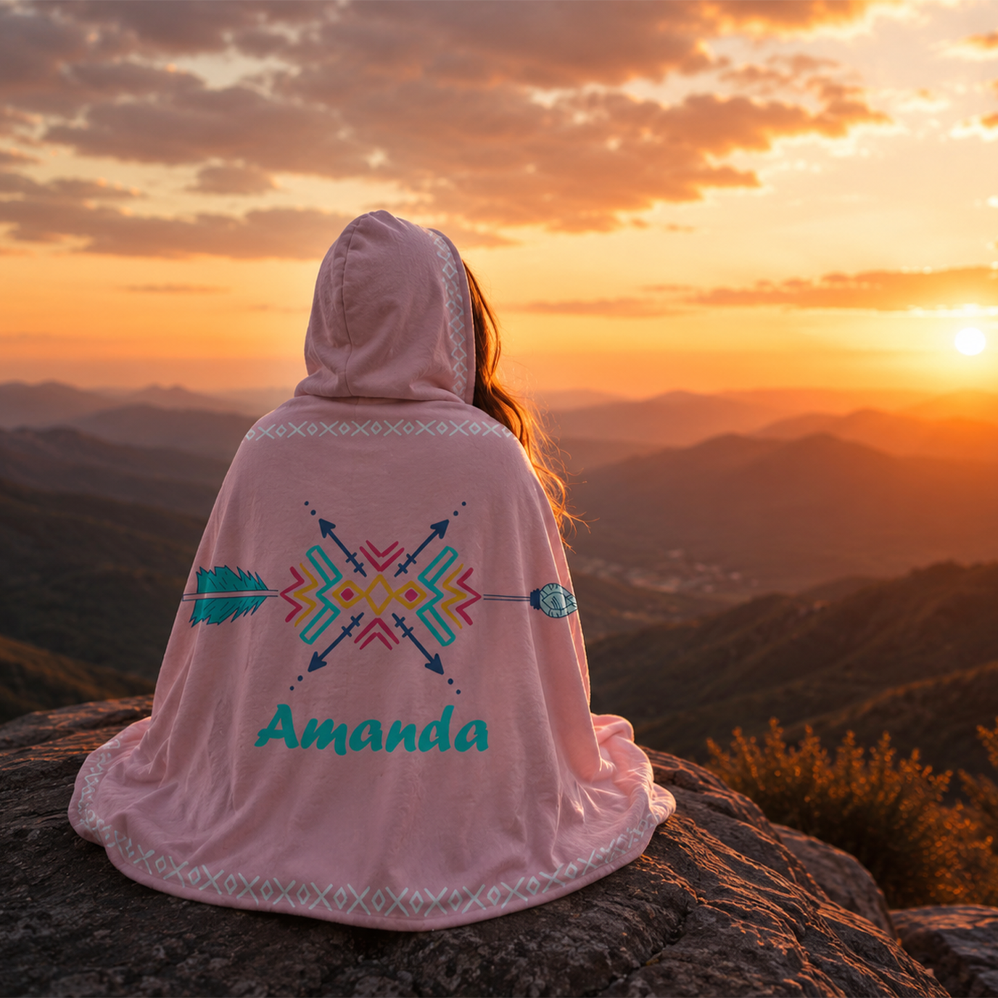 Custom name on shooting star Minky fleece hooded wearable blanket for dreamers and stargazers
