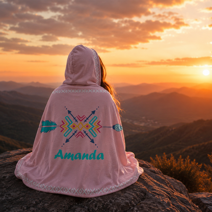 Custom name on shooting star Minky fleece hooded wearable blanket for dreamers and stargazers
