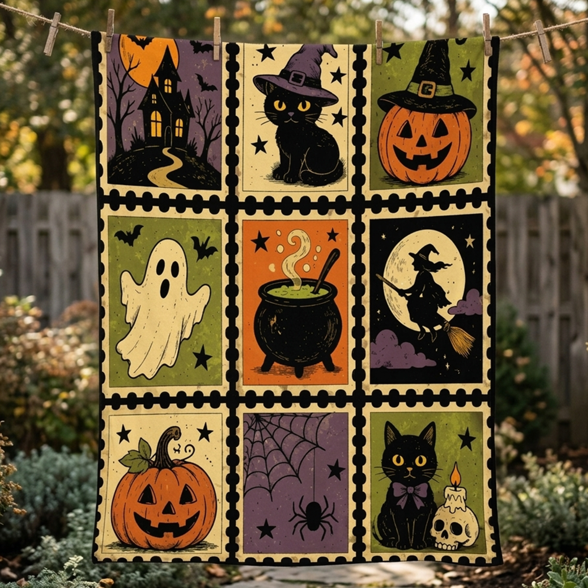 Vintage Jack O Lantern Halloween Woven Throw Blanket for Fall Home Decor