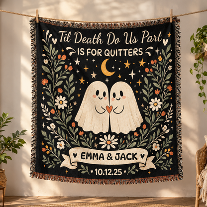 Ghost Couple Personalized Throw Blanket | Til Death Spooky Romantic Gift