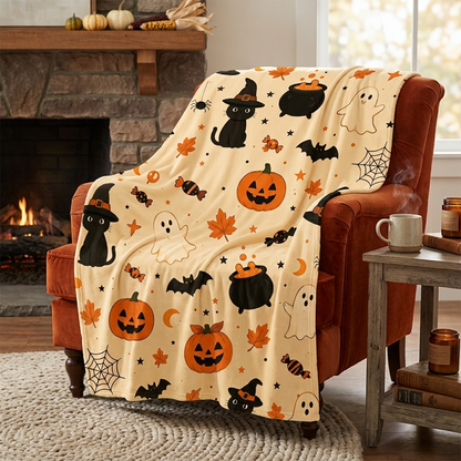 Vintage Pumpkin Halloween Throw Blanket for Cozy Fall Home Decor and Gifting