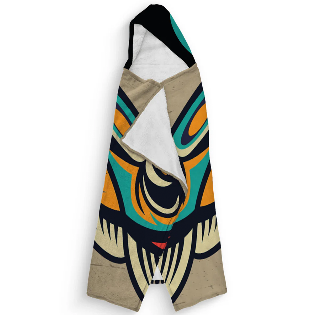 Close-up of custom name on moth wings skull Minky fleece hooded wearable blanket
