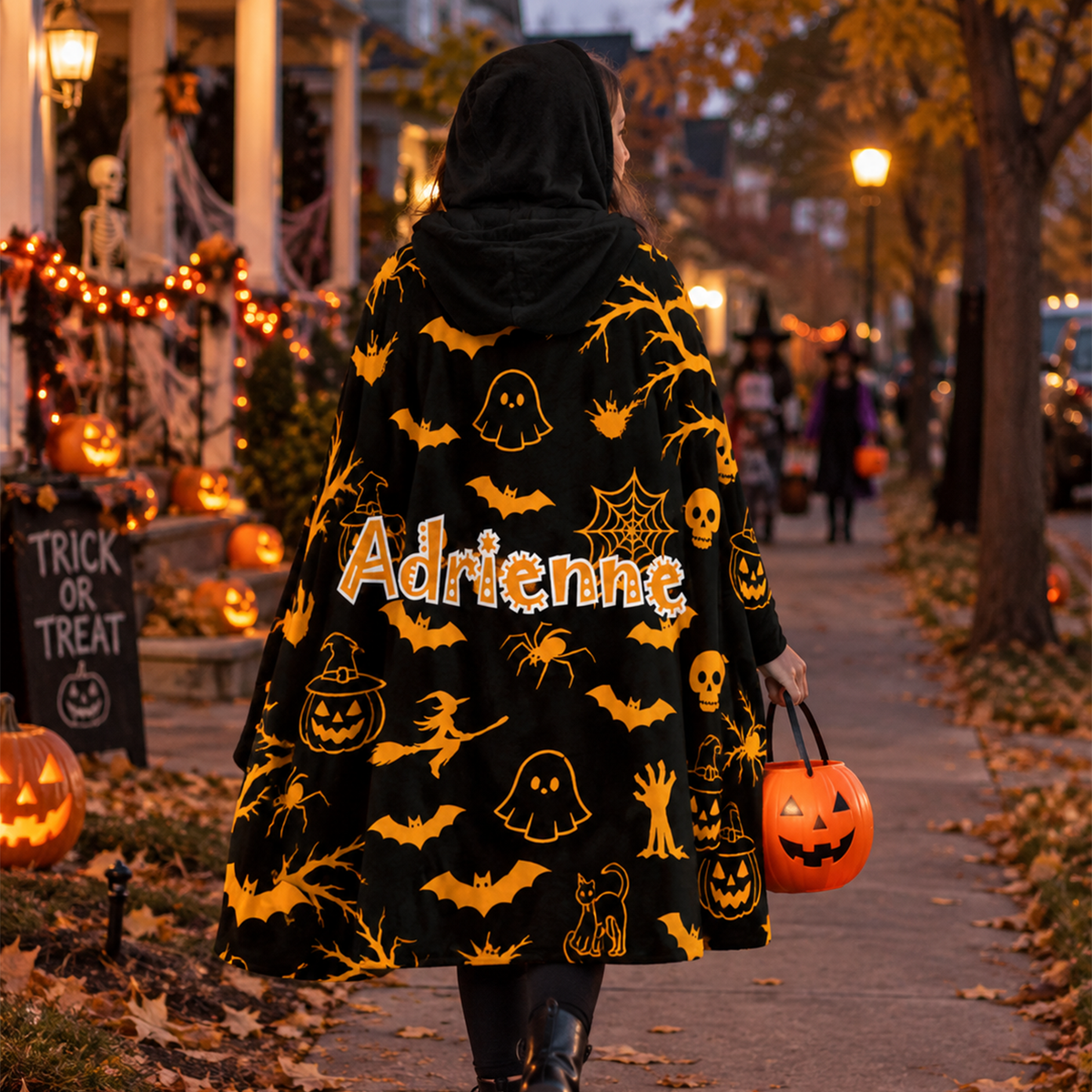 Personalized Halloween Hooded Blanket | Custom Name Spooky Design