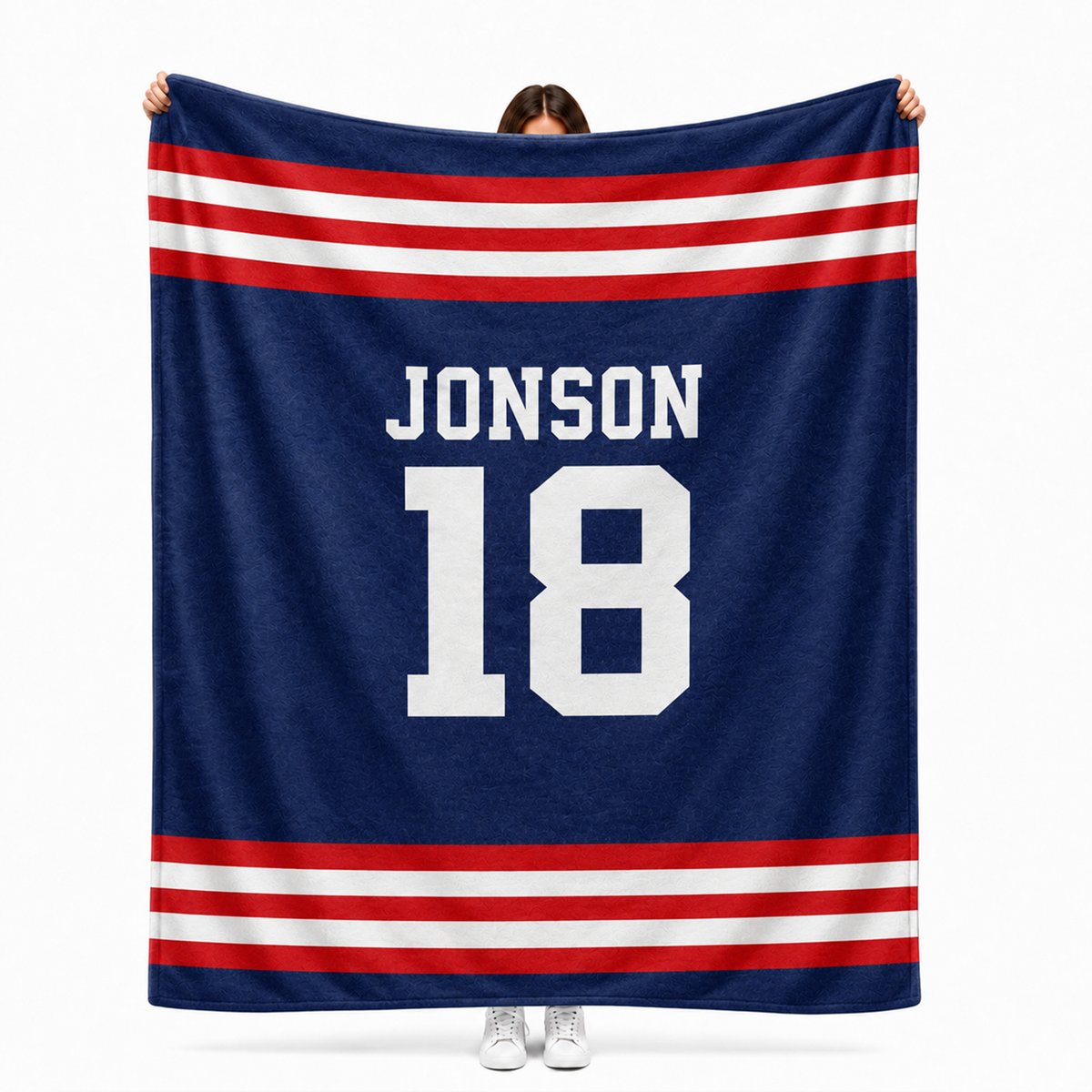 Custom sports jersey personalized throw blanket with any name and number for sports fans
