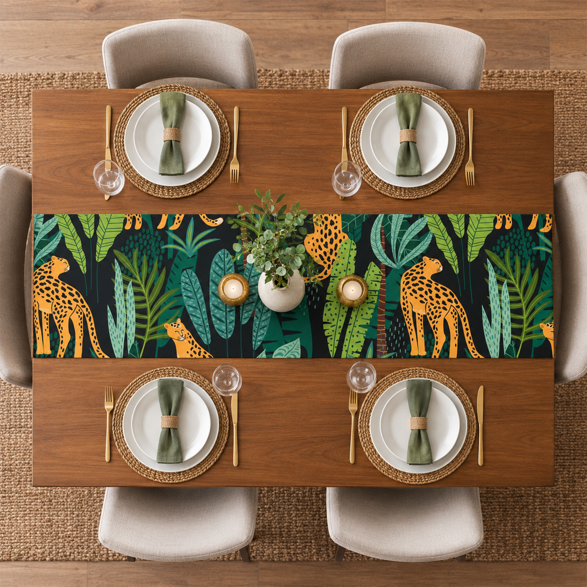 Jungle Cheetah Table Runner | Bold Animal Print Dining Decor Housewarming Gift