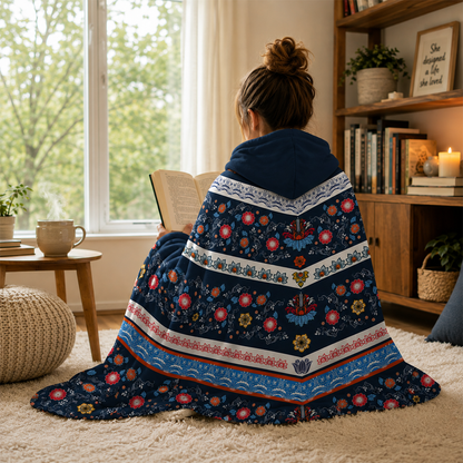 Custom name on regal farm house Minky fleece hooded wearable blanket for home and farmhouse lovers
