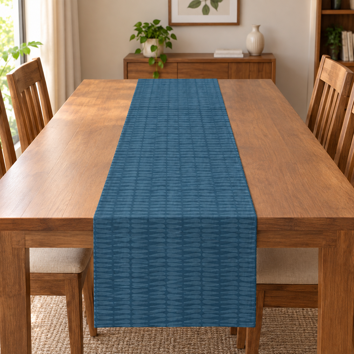 Boho Navy Tribal Table Runner | Cotton Dining Decor for Modern Homes and Housewarming