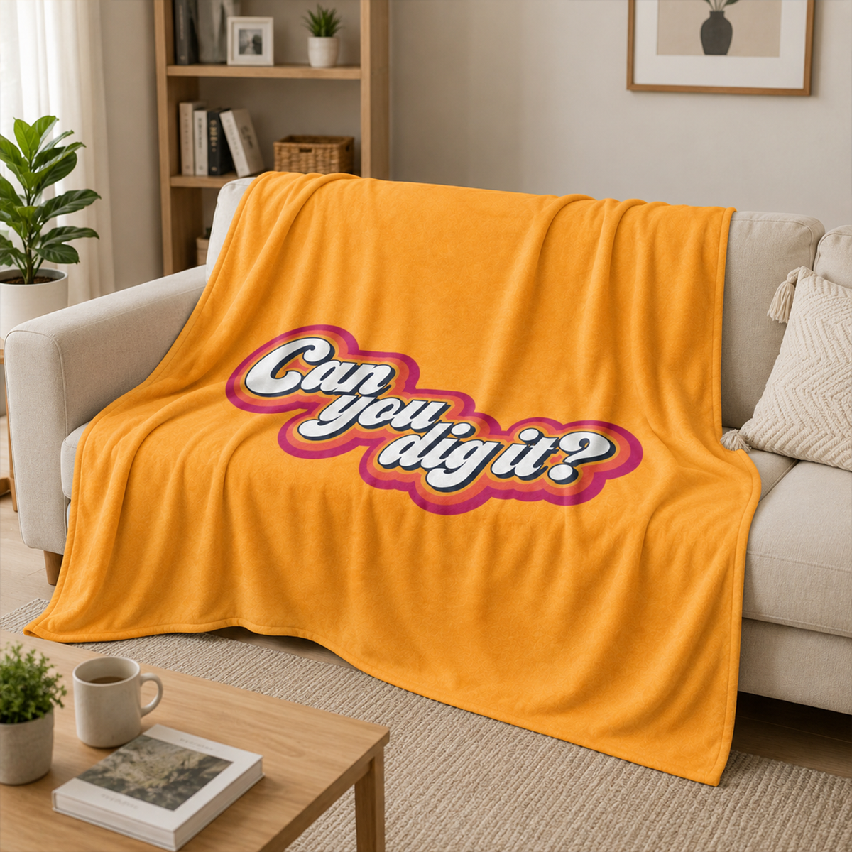 Fun can you dig it retro polyester fleece throw blanket for nostalgic home decor
