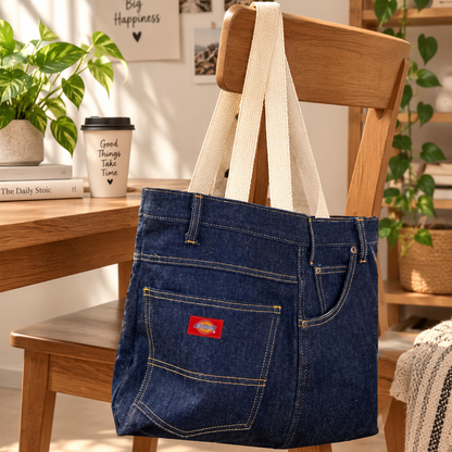 Upcycled Denim Tote Bag and Cosmetic Set | Sustainable Handmade Gift for Eco-Conscious Fashion Lovers