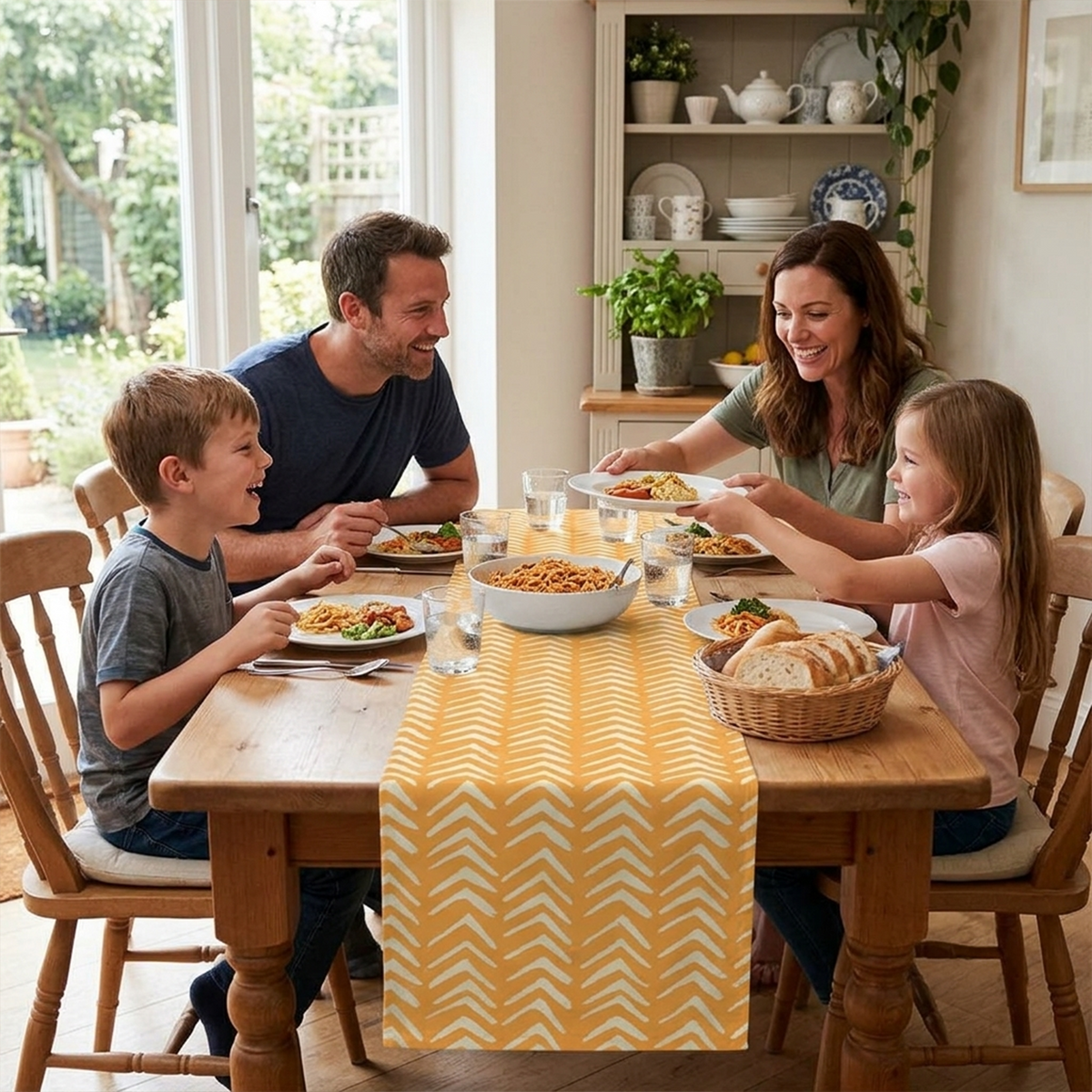 Boho Mustard Tribal Table Runner | Stylish Cotton Dining Decor for Home and Entertaining