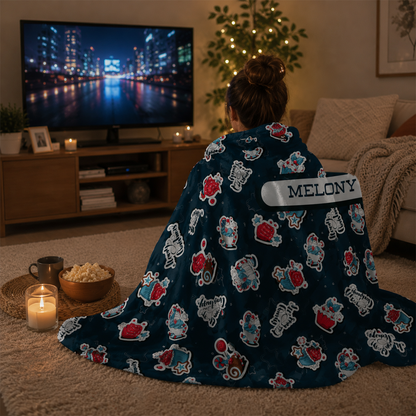 Personalized Christmas sweets hooded blanket as cozy holiday gift for kids and families
