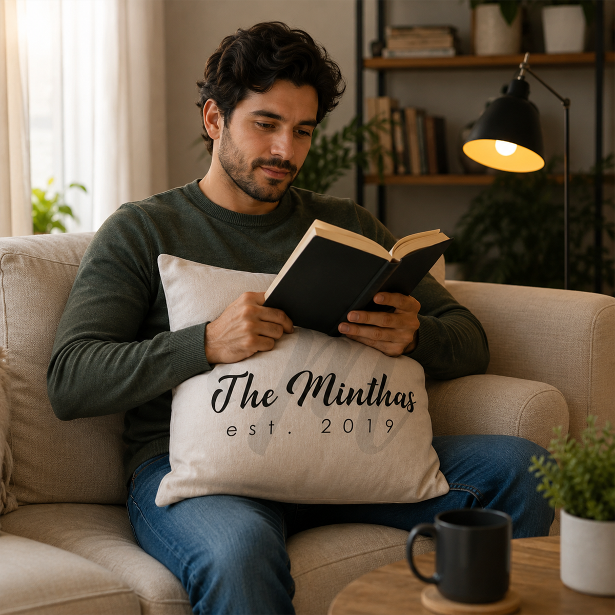Wedding monogram personalized pillow as elegant engagement and anniversary gift
