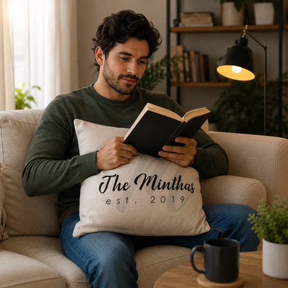Wedding monogram personalized pillow as elegant engagement and anniversary gift
