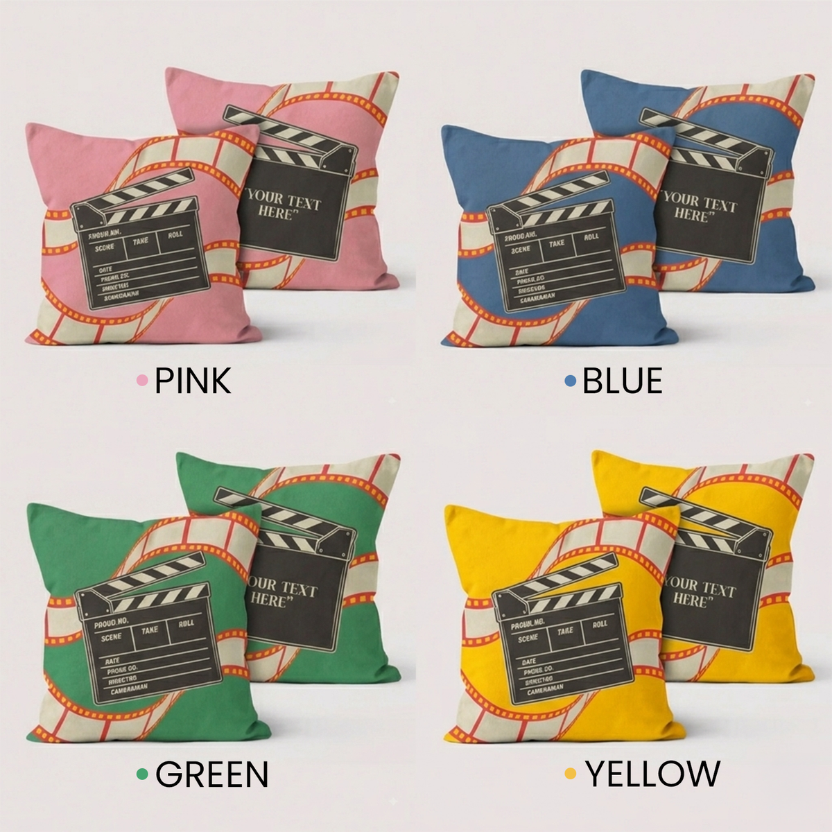 Film slate retro pillow as unique birthday keepsake gift for cinephiles and fans

