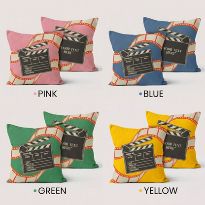 Film slate retro pillow as unique birthday keepsake gift for cinephiles and fans
