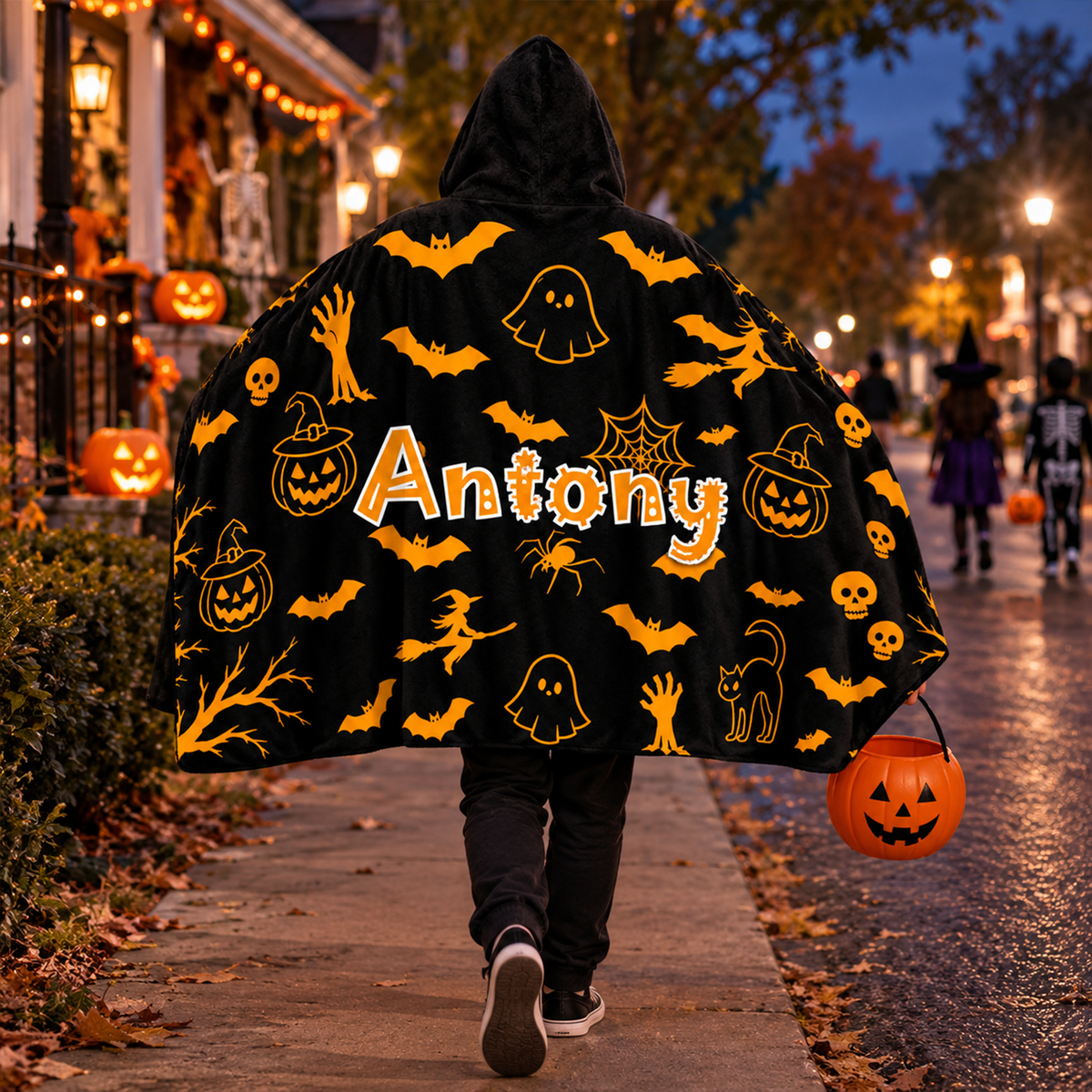 Personalized Halloween Hooded Blanket | Custom Name Spooky Design