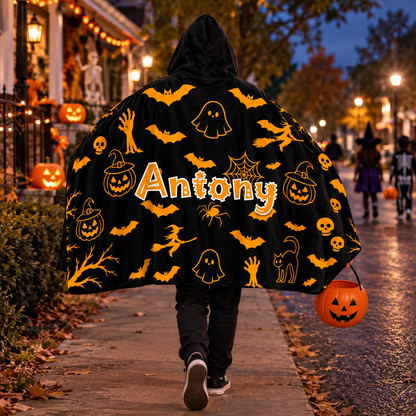 Personalized Halloween Hooded Blanket | Custom Name Spooky Design