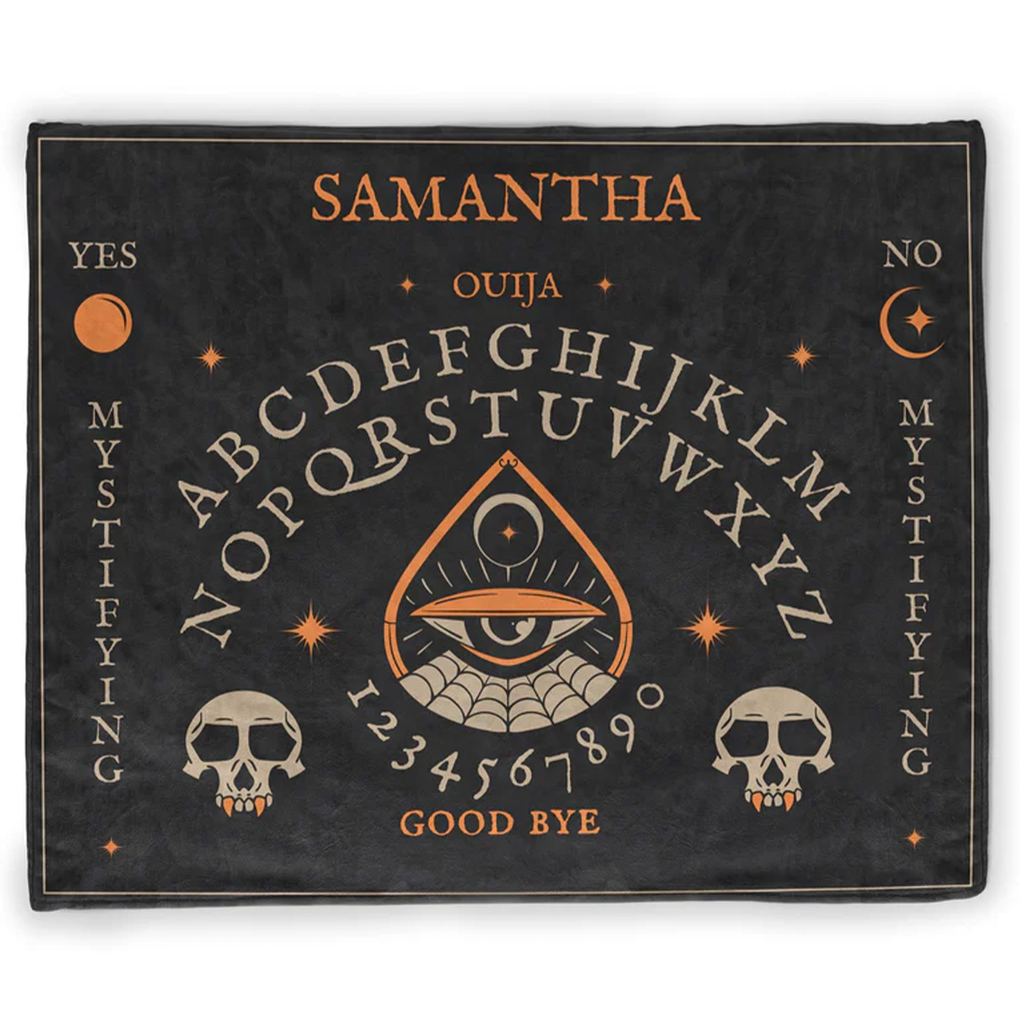 Ouija board throw blanket in spooky gothic polyester fleece for Halloween lovers
