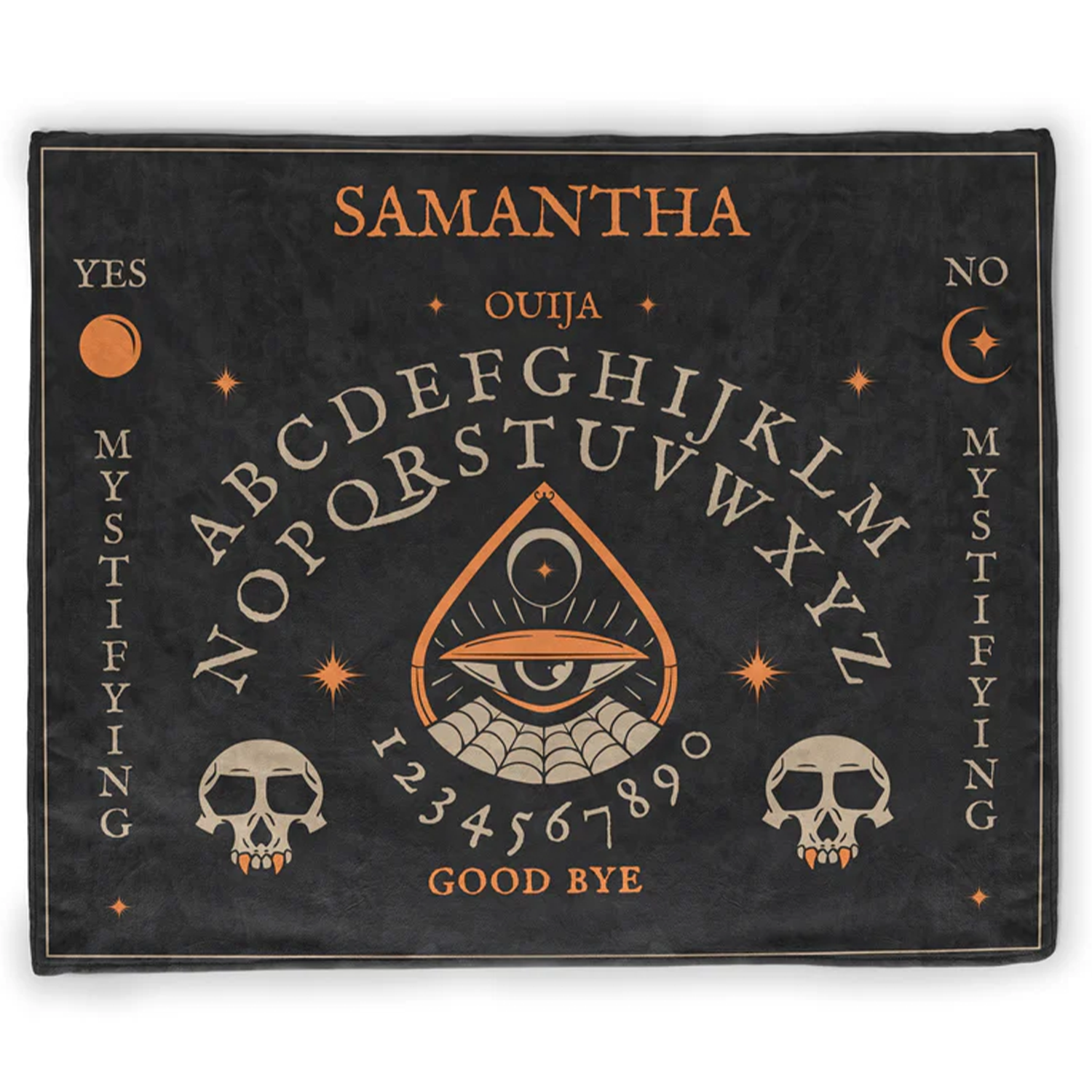 Ouija board throw blanket in spooky gothic polyester fleece for Halloween lovers
