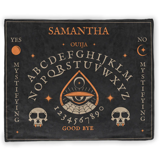 Ouija board throw blanket in spooky gothic polyester fleece for Halloween lovers
