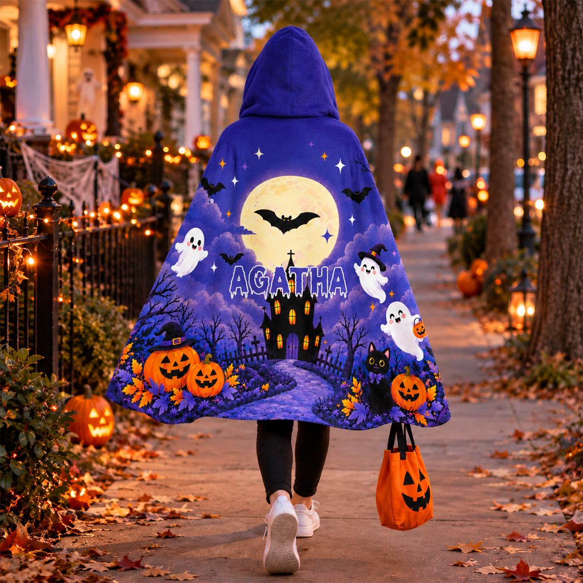 Personalized Halloween Hooded Blanket | Haunted Mansion Ghost Design