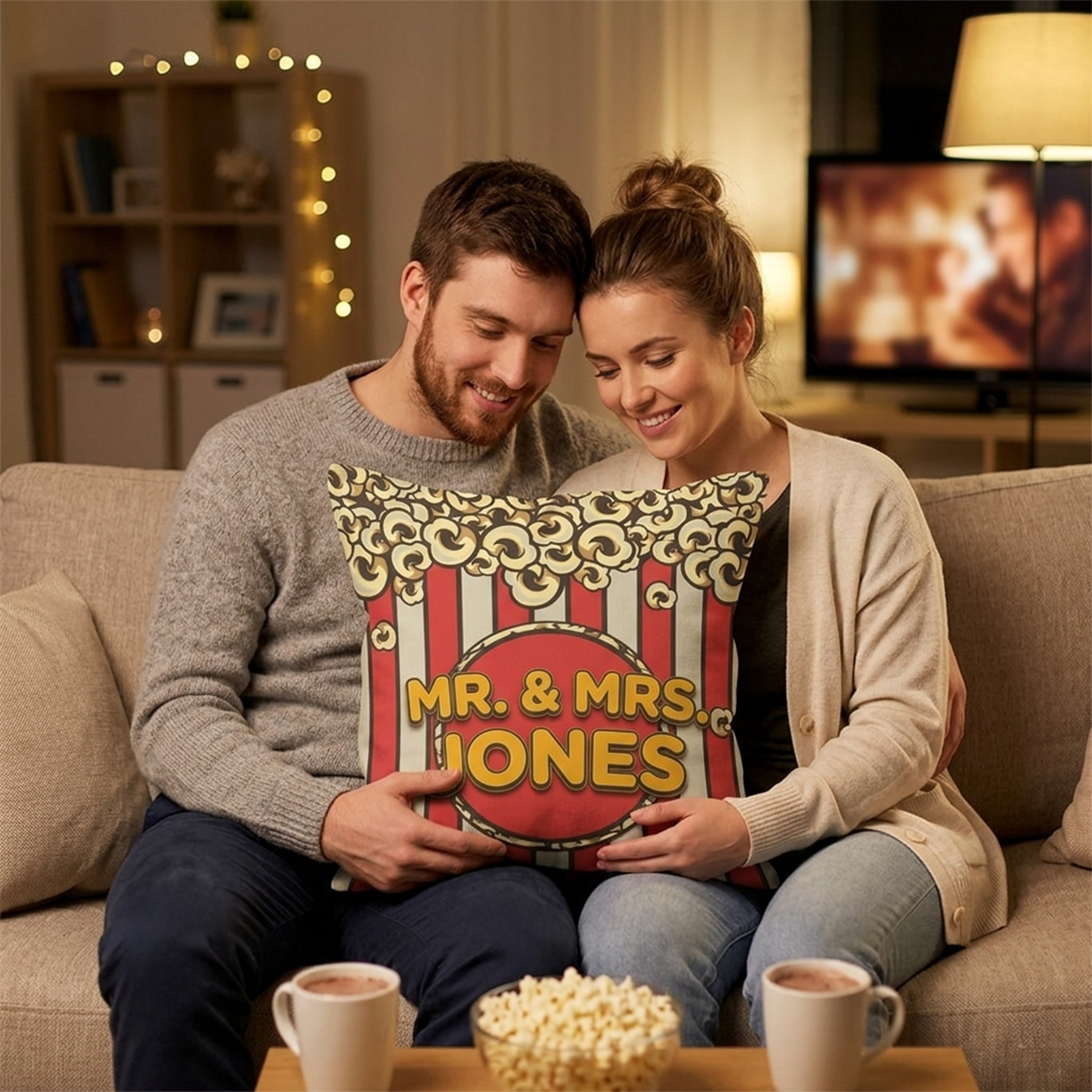 Retro popcorn pillow as unique housewarming and birthday gift for film lovers
