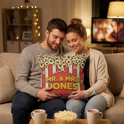 Retro popcorn pillow as unique housewarming and birthday gift for film lovers
