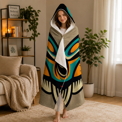 Custom name on moth wings skull Minky fleece hooded wearable blanket for dark lovers
