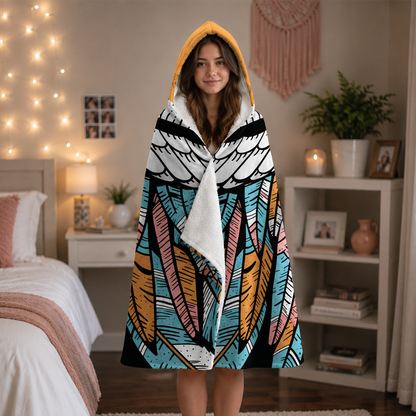 Personalized butterfly wings hooded blanket as birthday gift for nature boho lovers
