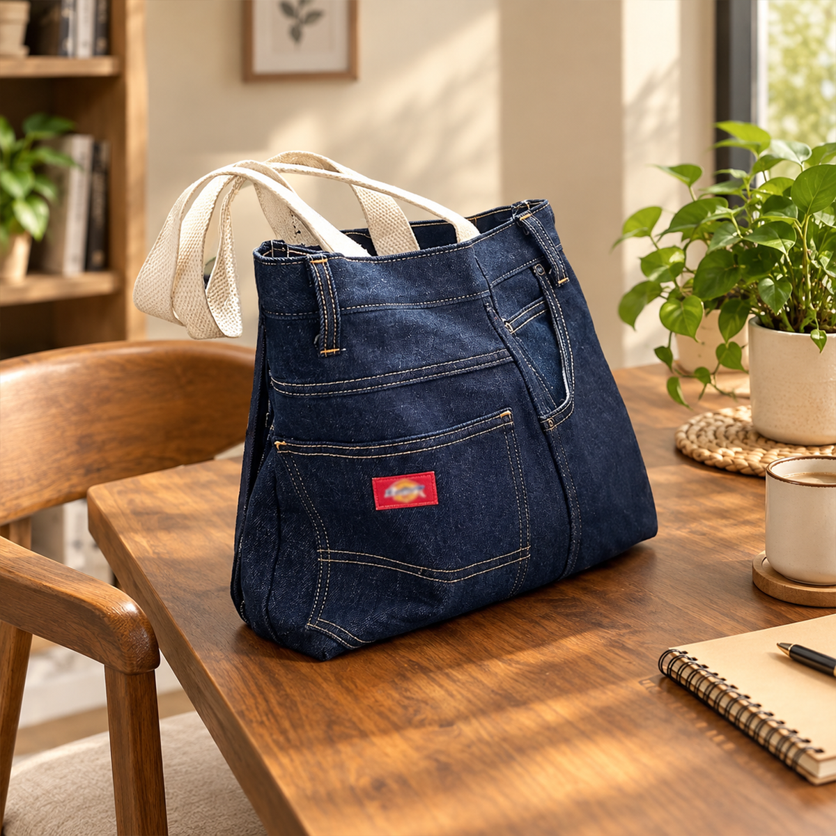 Upcycled Denim Tote Bag and Cosmetic Set | Sustainable Handmade Gift for Eco-Conscious Fashion Lovers